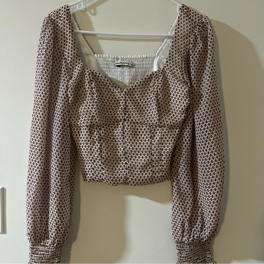 Abercrombie And Fitch Square Neck Peasant Babydoll Y2K Balloon Slv Top Womens S